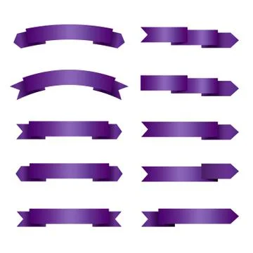 Set of empty violet (purple) ribbons with place for text Stock Illustration