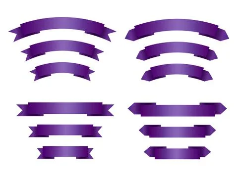 Set of empty violet (purple) ribbons with place for text 스톡 일러스트