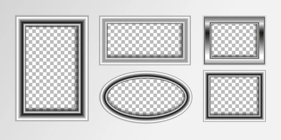 Set of empty white picture frames. Blank white picture frames mockup template Stock Illustration