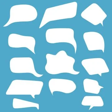 Set of empty white speech bubbles on a blue background.Vector flat illustrati 스톡 일러스트