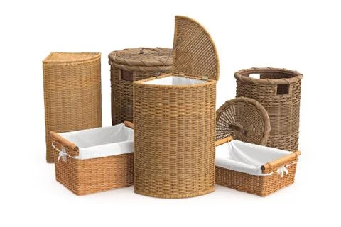 Set empty wicker baskets Stock Illustration