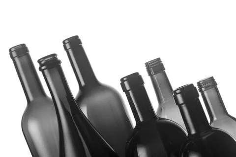 Set of empty wine bottles 스톡 사진