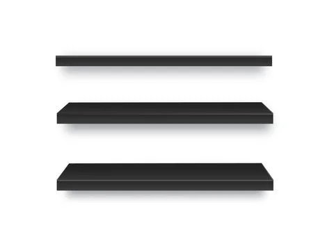 Set of empty wooden store shelves with LED lighting. Product shelf with wood Stock Illustration