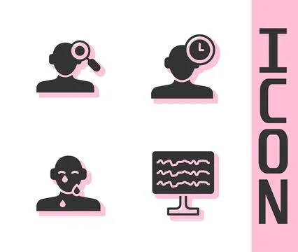 Set Encephalogram, Finding problem in psychology, Tear cry eye and Insomnia.. Stock Illustration