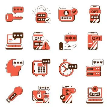 Set of Encryption Flat Icons Stock Illustration
