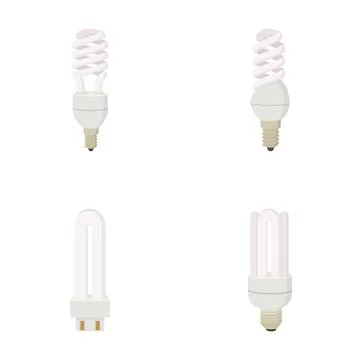 Set of energy efficient fluorescent light bulbs illustrating savings Stock Illustration