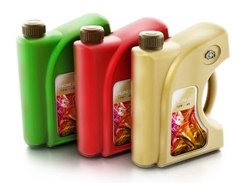 Set of engine oils isolated on white background. 3D illustration Illustrazione stock