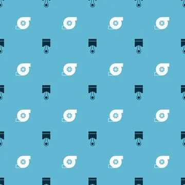 Set Engine piston and Automotive turbocharger on seamless pattern. Vector Illustrazione stock