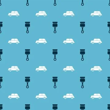 Set Engine piston and Car on seamless pattern. Vector Illustrazione stock