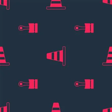 Set Engine piston and Traffic cone on seamless pattern. Vector Illustrazione stock
