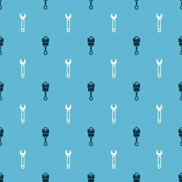 Set Engine piston and Wrench on seamless pattern. Vector Illustrazione stock