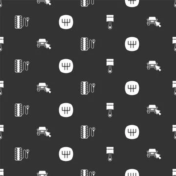 Set Engine piston, Online car sharing, Tire pressure gauge and Gear shifter on Stock Illustration