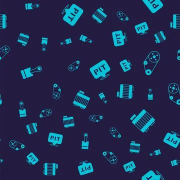 Set Engine piston, Timing belt kit, Pit stop and Car radiator cooling system on Stock Illustration