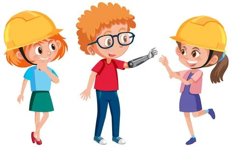 Set of engineer kids 스톡 일러스트
