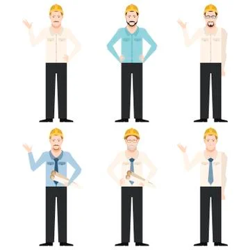 Set of engineer men Stock Illustration