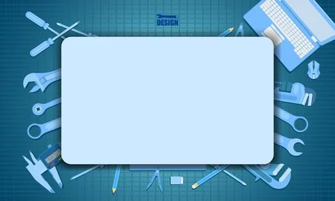 Set of engineering tools for design with a copyspace Stock Illustration