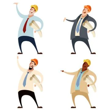 Set of engineers Stock Illustration