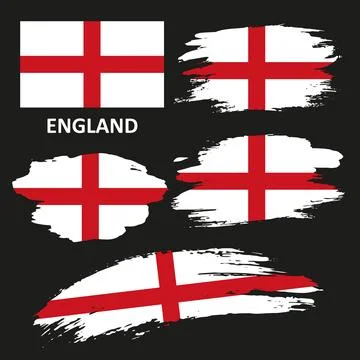 Set of England flags painted with a brush Stock Illustration