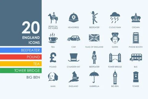 Set of England icons Ilustración de archivo