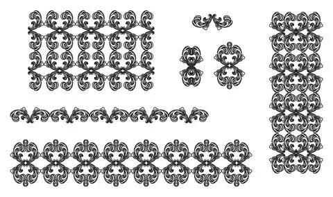 Set of engraving vintage design elements vector illustration 스톡 일러스트