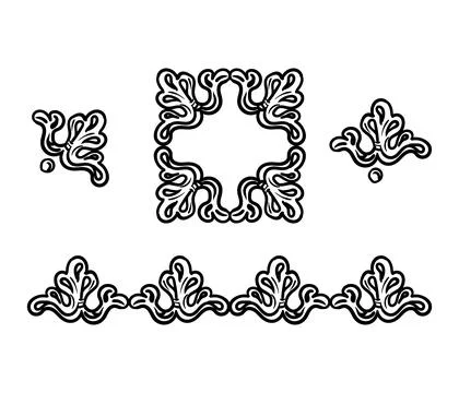 Set of engraving vintage design elements monochrome vector illustration Stockillustratie