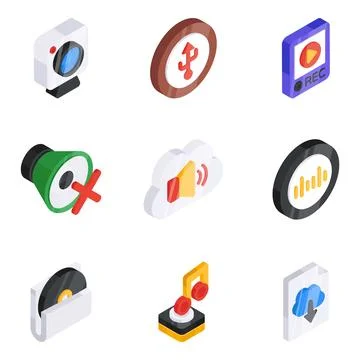 Set of Entertainment Flat Icons Stock Illustration