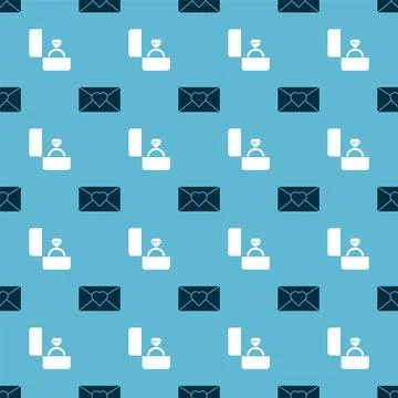 Set Envelope with 8 March and Diamond engagement ring on seamless pattern Stock Illustration