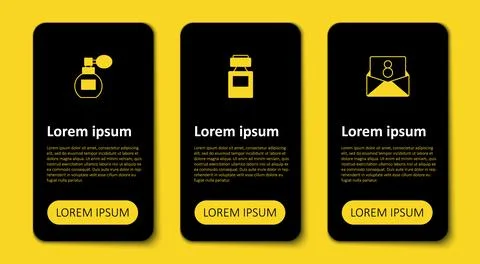 Set Envelope with 8 March, Perfume and . Business infographic template. Vecto Stock-Illustration