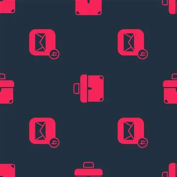 Set Envelope and Briefcase on seamless pattern. Vector イラスト素材