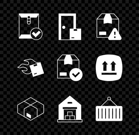 Set Envelope and check mark, Home delivery services, Delivery security with Stock Illustration