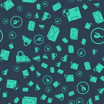 Set Envelope, Delivery security with shield, Delivery tracking and Fragile Illustrazione stock