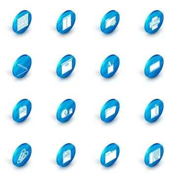 Set Envelope, Folder settings with gears, Printer, Pencil eraser and line, .. Stock Illustration