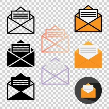 Set Envelope Icon. Editable Stroke. Can be used for website UI  스톡 일러스트