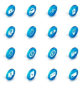 Set Envelope, Identification badge, Computer monitor with pound sterling symbol Stock Illustration