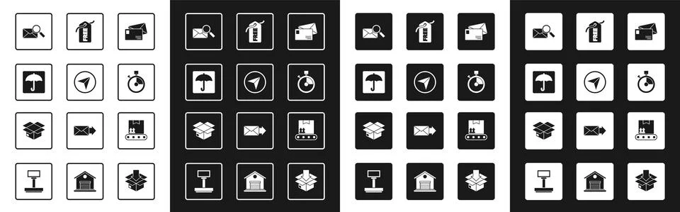 Set Envelope, Infographic of city map navigation, Umbrella, with magnifying Stock Illustration