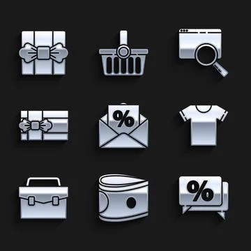 Set Envelope with an interest discount, Stacks paper money cash, Discount Stock Illustration