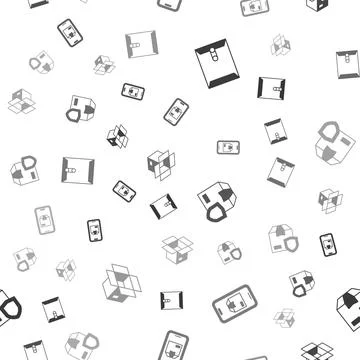 Set Envelope, Mobile app delivery tracking, Delivery security with shield and Illustrazione stock