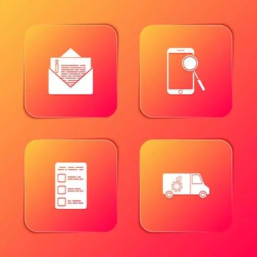 Set Envelope, Mobile phone diagnostics, Create account screen mobile and Car Stockillustratie