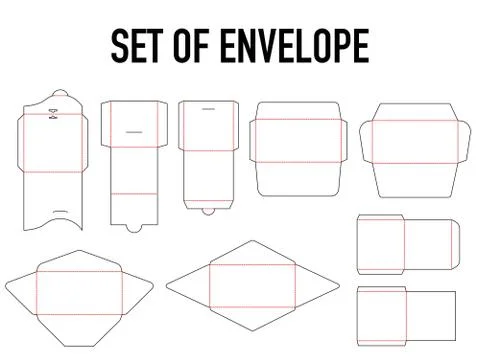 Set of envelope packaging design template die cut - vector-eps Stock Illustration