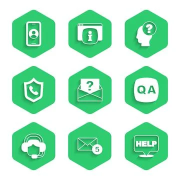 Set Envelope with question mark, New, email incoming message, Speech bubble text Stock Illustration