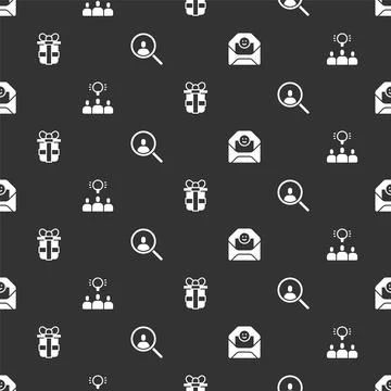 Set Envelope with Valentine heart, Project team base, Gift box and Magnifying Stock Illustration