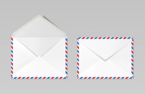 Set of envelopes open and closed view, realistic mockup Stock Illustration