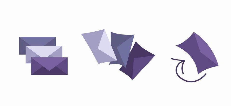 A set of envelopes. Open envelopes. Vector illustration. Stock Illustration