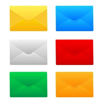 Set of envelopes. postal envelope icon isolated on blue background. unread .. Stock Illustration
