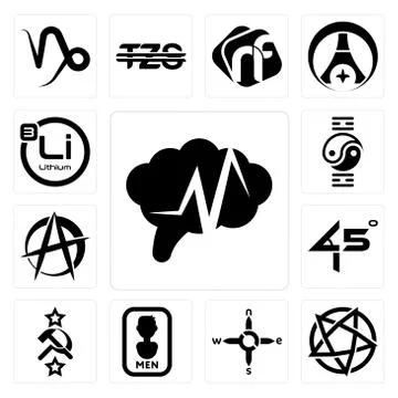 Set of epilepsy, devil's, n s e w, mens bathroom, soviet, 45 degree angle, an Free Stock Illustration