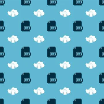 Set EPS file document and Cloud upload on seamless pattern. Vector Illustrazione stock