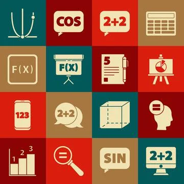 Set Equation solution, Calculation, Chalkboard with diagram, Function Illustrazione stock