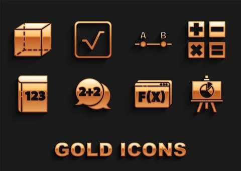 Set Equation solution, Calculator, Chalkboard with diagram, Function mathemat Illustrazione stock