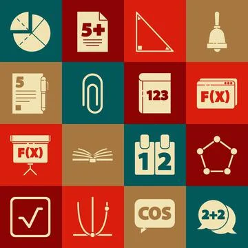 Set Equation solution, Function mathematical symbol, Triangle, Paper clip, Test イラスト素材