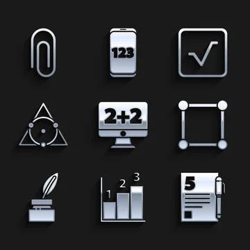 Set Equation solution, Graph, schedule, chart, diagram, Test or exam sheet an Stock Illustration